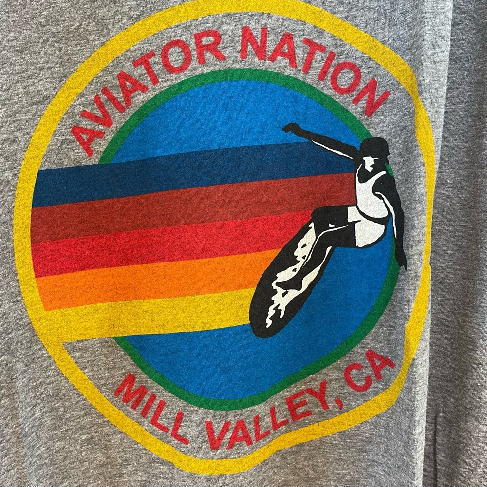 NWT Aviator Nation Logo Mill Valley Long Sleeve Shirt in Heather Grey , NEW - Picture 5 of 11